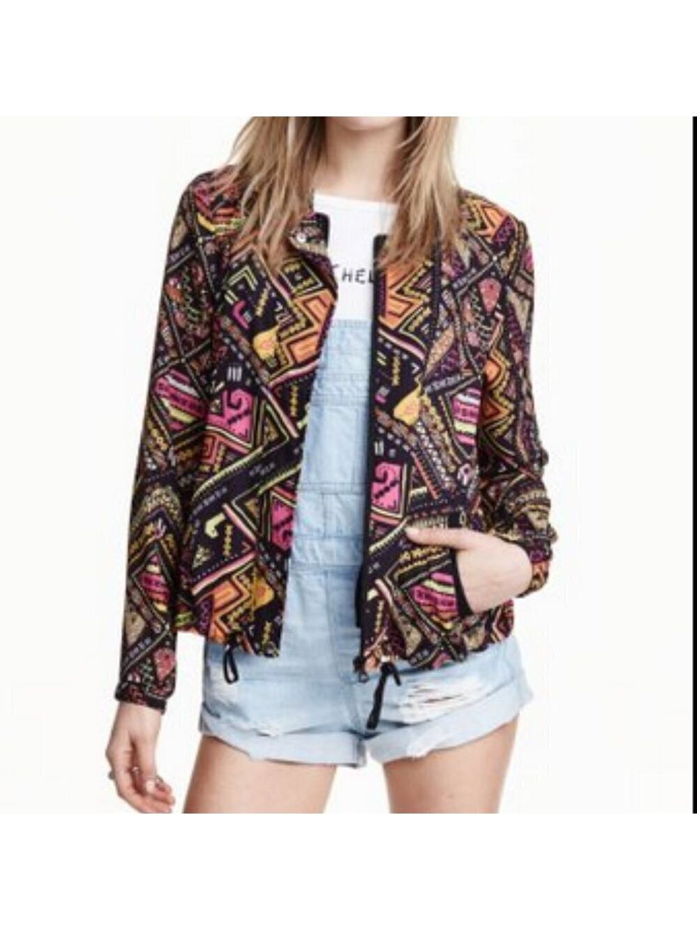 H&M x Coachella Geo Aztec Printed Bomber Jacket